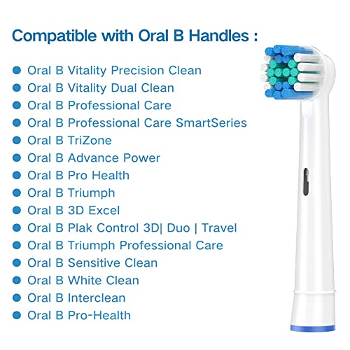 Cabezal de cepillo de dientes Oral Best compatible con recambios cepillo de dientes oral b, paquete de 8 negro, paquete de 8 blanco, 16 unidades