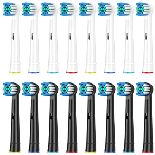 Cabezal de cepillo de dientes Oral Best compatible con recambios cepillo de dientes oral b, paquete de 8 negro, paquete de 8 blanco, 16 unidades