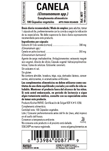 Canela China (Cinnamomum Cassia) 100 cápsulas de Solgar