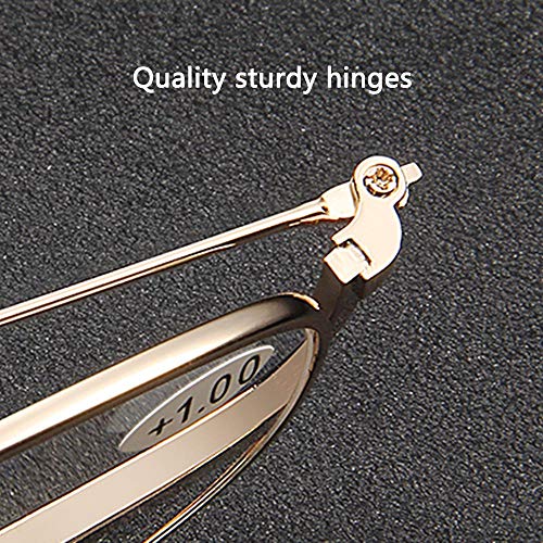 CAOXN Anti Azul De Luz Gafas De Lectura para Las Mujeres De Ultra Aleación Ligera Tirón Fotograma Completo Abajo Diseño De Maquillaje Presbicia Hipermetropía Gafas Ópticas,+1.50