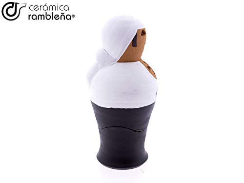 CERÁMICA RAMBLEÑA | Incensario Costalero Blanco-Negro | Incensarios religiosos | Incensarios de Barro | Incensarios Originales | Incensario Semana Santa | 9x9x18 cm | Accesorios INCLUIDOS