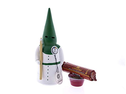 CERÁMICA RAMBLEÑA | Incensario nazareno con Vela Blanco-Verde | Incensarios religiosos | Incensarios de Barro | Incensarios Originales | Incensario Semana Santa | 9x9x26 cm | Accesorios INCLUIDOS