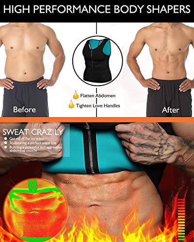Chaleco Sauna Hombre NOVECASA Compresion de Neopreno Chaleco Modelador Camiseta Reductora para Adelgazante Sudoración Musculación con Cremallera (M, Chaleco Azul)