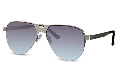 Cheapass Sunglasses Gafas de sol Macho italiano Aviador Vintage Gafas Mates Níquel Coloreadas (libre de Níquel) Metálicas con lentes degradados de negro a azul con protección UV400 para hombres