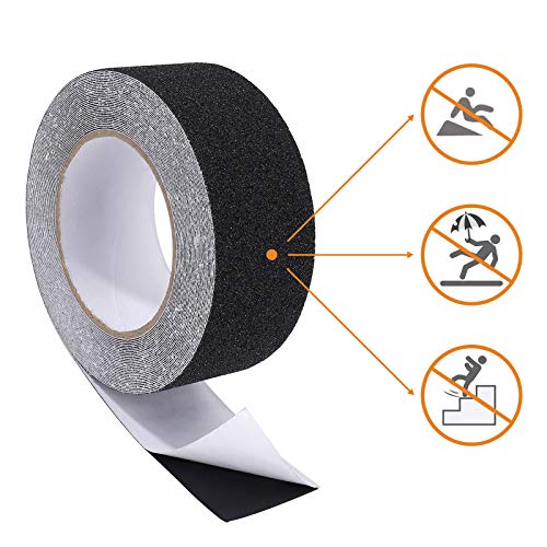 Cinta Antideslizante Seguridad Adhesiva Respaldados, 5cm × 10m Alta Tracción Fuerte Apretón Abrasivo para Escaleras, Seguridad, Paso de Rastro, Interior, al Aire Libre, Negro