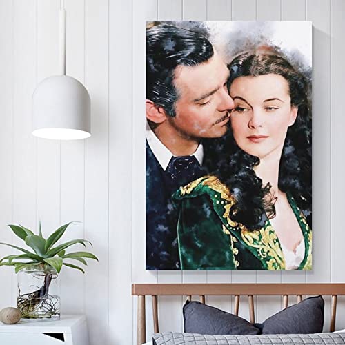 Clark Gable Vivien Leigh Clark Gable Vivien Leigh - Póster de lona para pared (60 x 90 cm)