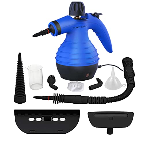 Comforday Limpiador Vapor Mano, Limpiador de Vapor Portátil de Usos Múltiples con 9 Accesorios para Quitar Manchas, Alfombras, Cortinas, Asientos de Auto, Cocina, Piso, Baño