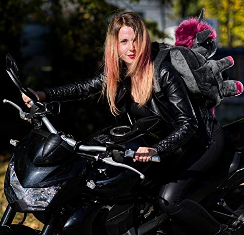 corimori 1857 Mochila de Peluche Ruby el Unicornio Punk 40 cm Saco para Niña, Mujer, Color Negro-Rosa
