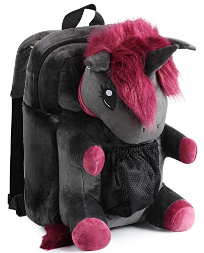corimori 1857 Mochila de Peluche Ruby el Unicornio Punk 40 cm Saco para Niña, Mujer, Color Negro-Rosa