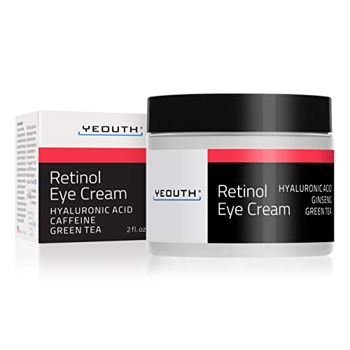 Crema para los ojos con Retinol YEOUTH, ácido hialurónico, cafeína, té verde, antiarrugas. (2oz)