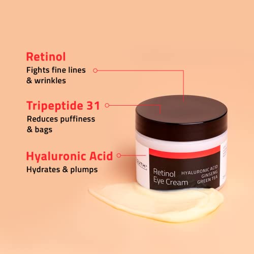 Crema para los ojos con Retinol YEOUTH, ácido hialurónico, cafeína, té verde, antiarrugas. (2oz)