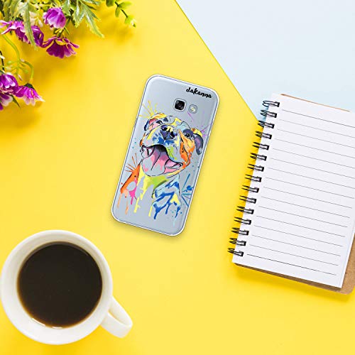 dakanna Funda para Samsung A5 2017 | Perro Pitbull Watercolor | Carcasa de Gel Silicona Flexible | Fondo Transparente