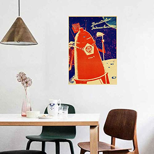 De la Lona Sala de Decoración Sin Marco De la Lona Pintura Vintage Pared Arte Imágenes para Sala Bar Moderno Inicio Ruso Impresiones Espacio Carrera URSS Cartel Ruso Propaganda GHD-112-WKAQM