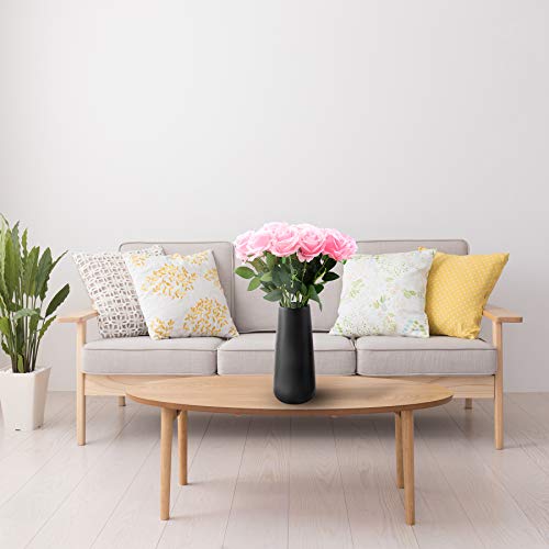 Decpro 12 Piezas de Rosas Artificiales, Flor de Seda de un Solo Tallo Largo de 19.7'' para Ramos de Novia, decoración de Hotel de Oficina, centros de Mesa, arreglos Florales(Rosado)