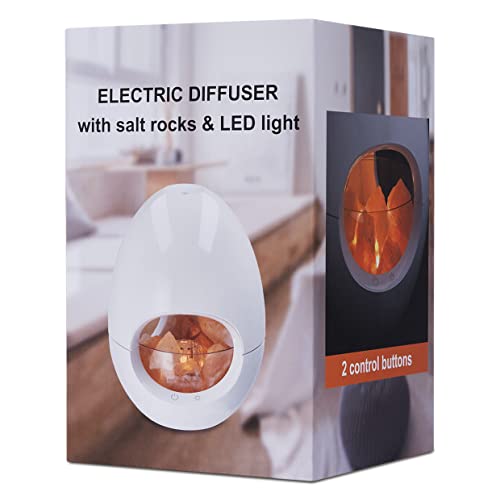 Difusor Eléctrico Ultrasónico con Roca de Sal y Luz LED - 250ml/6 Horas - Lámpara de Sal del Himalaya y Difusor Ultrasónico de Aceites Esenciales - Difusor de Aroma - Humidificador y Ionizador