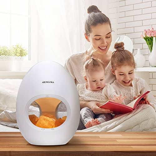 Difusor Eléctrico Ultrasónico con Roca de Sal y Luz LED - 250ml/6 Horas - Lámpara de Sal del Himalaya y Difusor Ultrasónico de Aceites Esenciales - Difusor de Aroma - Humidificador y Ionizador