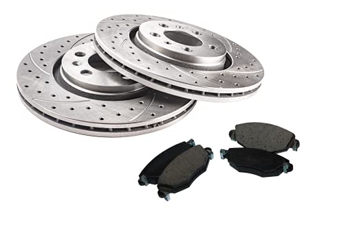 Discos de freno GT Sport + Pastillas compatibles con Mercedes Benz Clase C Coupe CL203 2001 2002 2003 2004 2005 2006 2007 2008 - delantero - ventilado - 1425GV - Diámetro 288mm - Agujeros 5