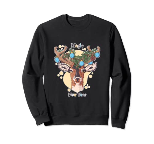Diseño de Año Nuevo de Reno Dulce Sudadera