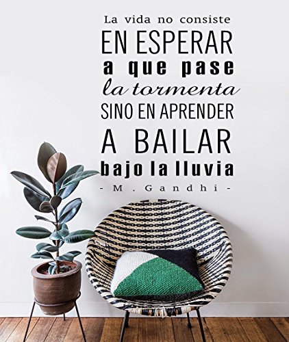Docliick® Vinilo frase “ la vida no consiste en esperar… “ Vinilos decorativos . vinilo frases motivadoras para pared. Vinilo para decorar habitaciones. DC-16041 (60x42cm)