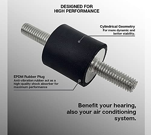 DOJA INDUSTRIAL | Silentblock Aire Acondicionado M4 | 15x15 | Rosca-Rosca | PACK 12 | Patas Aire Acondicionado | SilentBlock Goma + Acero cincado | Taco Goma Antivibracion | Soporte Amortiguador