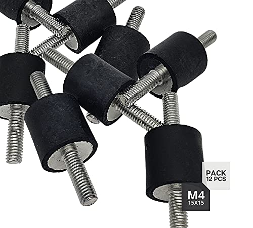 DOJA INDUSTRIAL | Silentblock Aire Acondicionado M4 | 15x15 | Rosca-Rosca | PACK 12 | Patas Aire Acondicionado | SilentBlock Goma + Acero cincado | Taco Goma Antivibracion | Soporte Amortiguador