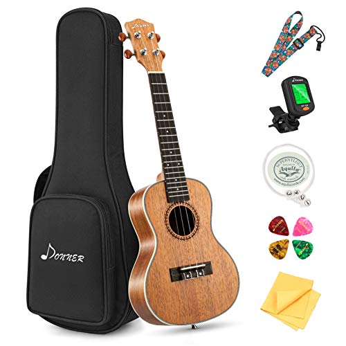 Donner Ukelele Concierto 23 Pulgadas para Adultos Niños Principiante Ukelele Madera Caoba Kit y Cuerda Nylon, Online Lección DUC-200