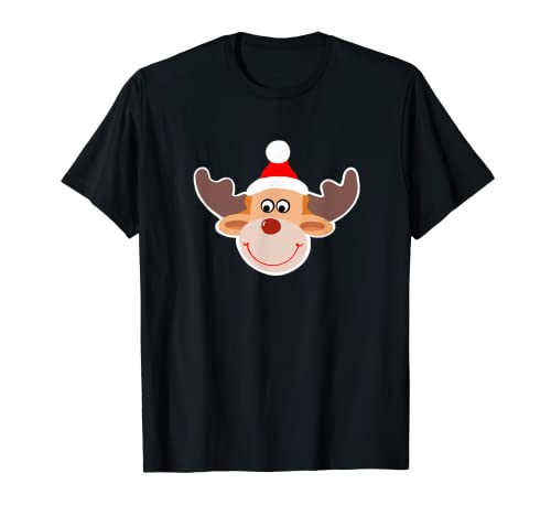 Dulce reno sonriente de Papá Noel. Camiseta