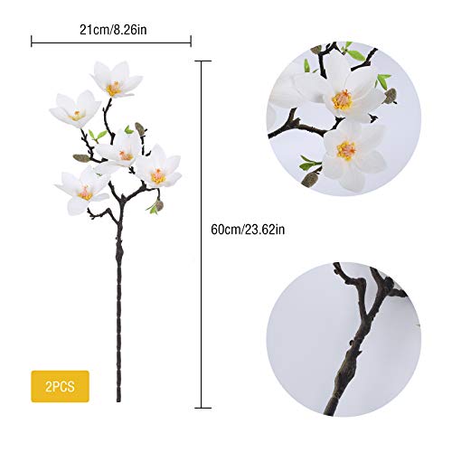 DWANCE 2 Pcs Plantas Artificiales de Ramo de Magnolia Rama de Magnolia de Seda Falsa para Interior y Exterior Plantas Decorativas para Hogar Oficina Jardín Baño Cocina Balcón Decoración