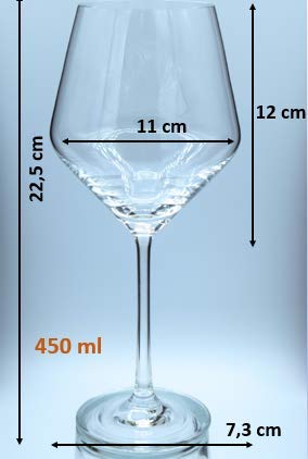 EDELITA Copas de Vino Tipo Borgoña, 450 ml, Juego de 6, Copas Especiales para Vino Tinto, sin Plomo, Copas para Vino Tinto Tipo balón con Mucho Estilo Que caracteriza.