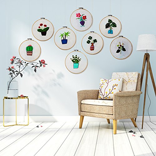 Embroidery Hoops, Bordado Herramienta de Punto Aros de Bordado de Bambú Herramientas de Bordado para Bricolaje Circulares Bambú Ajustables - 5 tamaños
