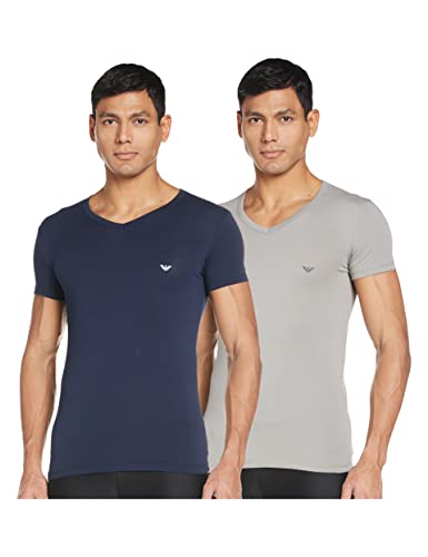 Emporio Armani CC717 111512 Camiseta Interior, Hombre, Multicolor (Gris/Azul Oscuro), L