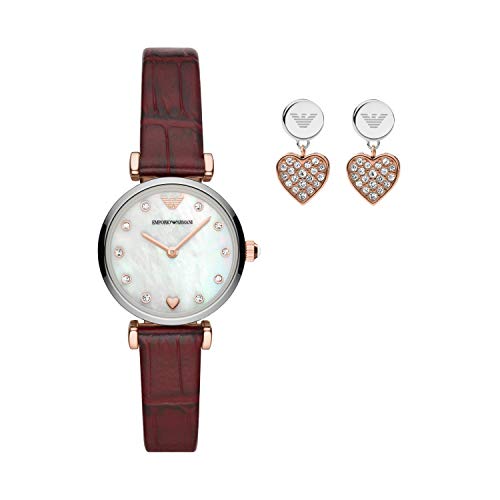 Emporio Armani Reloj para mujer de acero inoxidable en dos tonos con dos agujas, AR80040