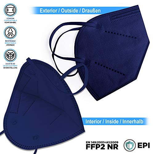 ENERGY FUSION 10 Mascarillas FFP2 Azul Ultra Proteccion, Homologada, Certificación CE 0370 (10-Unidades)
