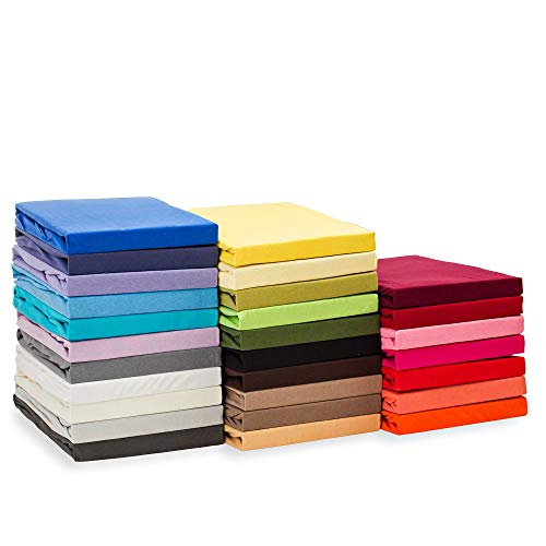 etérea Jersey Topper Spannbettlaken 180x200 bis 200x200 cm Boxspringbett - Superweiches Spannbetttuch aus 100% Baumwolle, Topper Bettlaken bis 10 cm Topperhöhe, Flieder
