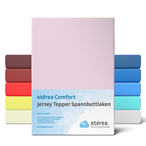 etérea Jersey Topper Spannbettlaken 180x200 bis 200x200 cm Boxspringbett - Superweiches Spannbetttuch aus 100% Baumwolle, Topper Bettlaken bis 10 cm Topperhöhe, Flieder