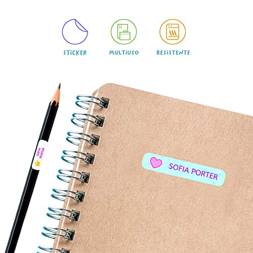 Etiquetas adhesivas personalizadas con tu texto | Pegatinas con dibujos y decoración de fantasía con texto personalizado. 40 Etiquetas en hoja laminada FUNNY FANTASY