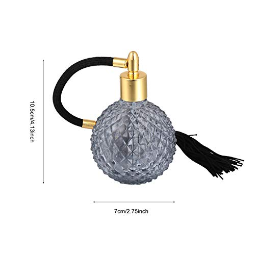 EXCEART 100Ml Art Vintage Perfume Jar DIY Recargable Perfume Vacío Aceite Esencial Atomizador Botella Perfume Borla Bola Botella para El Hogar Tienda Light Black