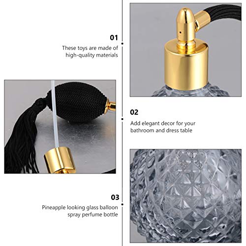 EXCEART 100Ml Art Vintage Perfume Jar DIY Recargable Perfume Vacío Aceite Esencial Atomizador Botella Perfume Borla Bola Botella para El Hogar Tienda Light Black