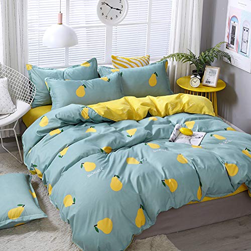 Fansu Juego de Ropa de Cama de 4 Piezas, Funda de Edredón Funda de Almohada y Sábana con Cremallera Diseño de Impresión Respirable Microfibra Poliéster Cremallera (150 * 200cm,Sydney)