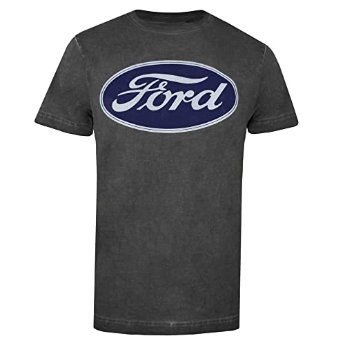Ford Logotipo Camiseta, Negro Vintage, L para Hombre