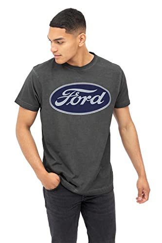 Ford Logotipo Camiseta, Negro Vintage, L para Hombre