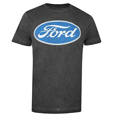 Ford Logotipo Camiseta, Negro Vintage, XL para Hombre