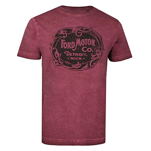 Ford Motor CO Camiseta, Vintage Borgoña, XL para Hombre