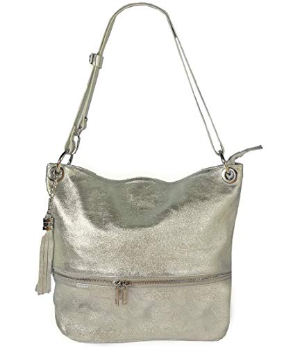 Freyday KH03 - Bolso bandolera de piel auténtica con correa ajustable, color Amarillo, talla Medium