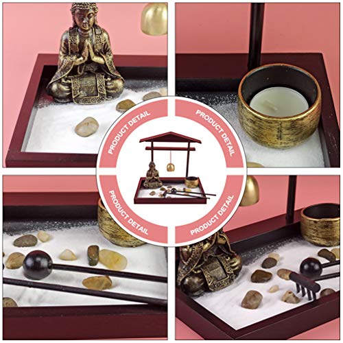 GARNECK Kit de Jardín de Arena Zen Estatua de Buda Quemador de Incienso Soporte Rastrillo Japonés Mini Jardín de Rocas Oficina en Casa Decoración de Escritorio