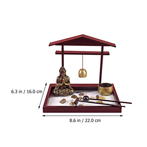 GARNECK Kit de Jardín de Arena Zen Estatua de Buda Quemador de Incienso Soporte Rastrillo Japonés Mini Jardín de Rocas Oficina en Casa Decoración de Escritorio