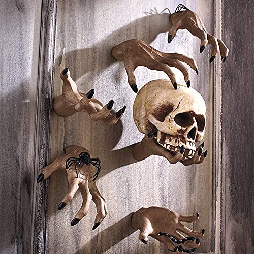 Garra de mano de demonio de Halloween, estatuas para colgar en la pared de mano de bruja de Halloween, garra de demonio de terror retro de resina, decoración de Halloween de mano fantasma divertida