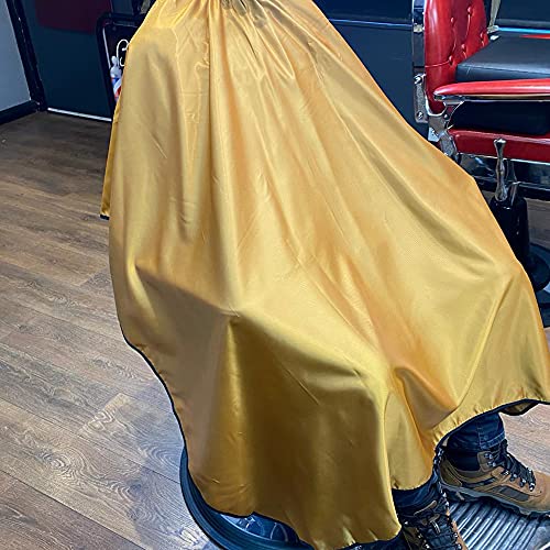 Gold SATEEN - Cabo de peluquería de lujo para corte de pelo, impermeable, vestido profesional con cierre ajustable para el cuello, cabo, peluquería para hombres y mujeres, tamaño: 130 x 150 cm