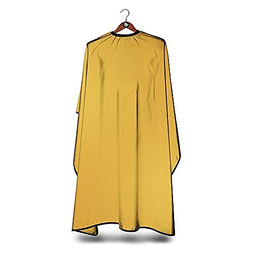 Gold SATEEN - Cabo de peluquería de lujo para corte de pelo, impermeable, vestido profesional con cierre ajustable para el cuello, cabo, peluquería para hombres y mujeres, tamaño: 130 x 150 cm