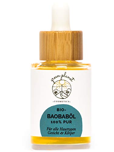 green planet . COSMETICS . Aceite de Baobab Organico y Prensado en Frío | Cuidados Intensivos para la Piel | Para Pieles Secas y Maduras | 100% Natural y Puro | 30 ml | Vegano y Libre de Crueldad